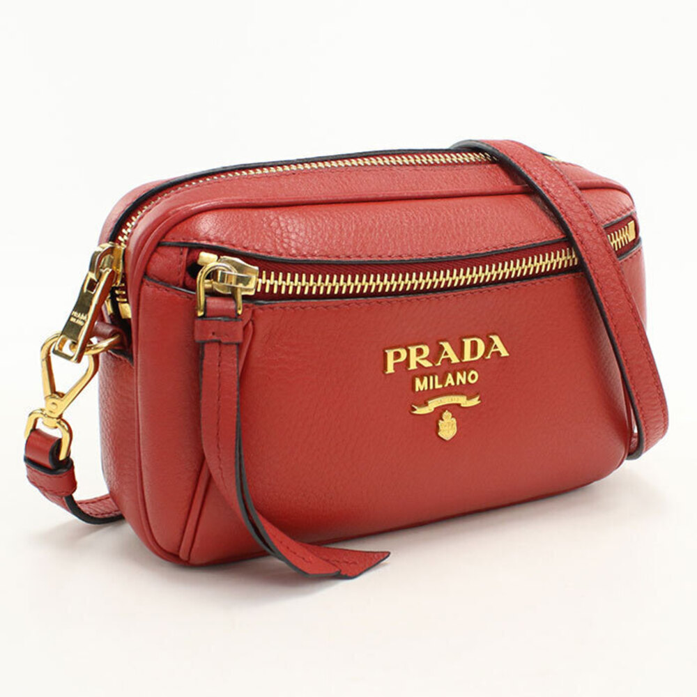 Prada Milano shoulder bag textured Vitello Daino leather Red
